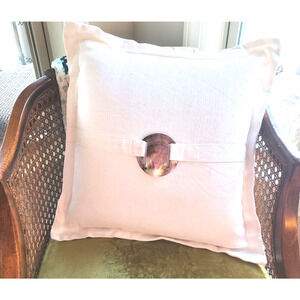 V RUGS & HOME 22" Lux Feather/Down Accent Throw Pillow White Linen PEARL Shell